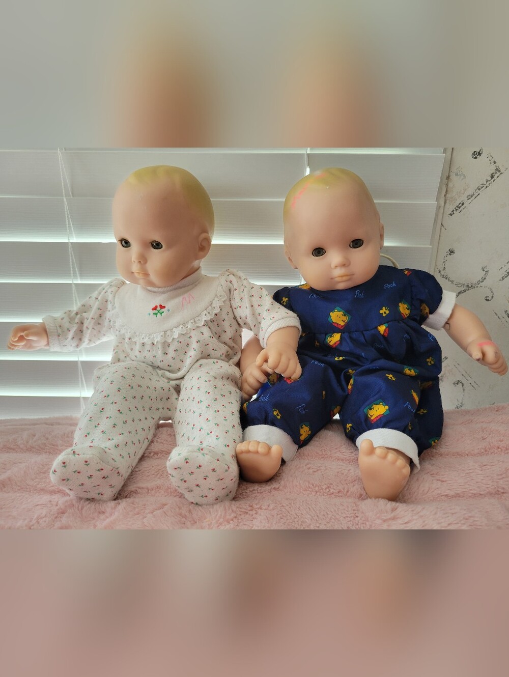 x2 Vintage American Girl Pleasant Company Bitty Baby Dolls Outfit Sleeper Pooh
